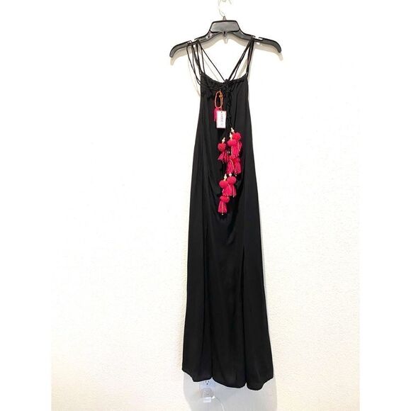 Sundress Nikita 100% silk Tassel Halter Maxi Dress - Picture 3 of 9